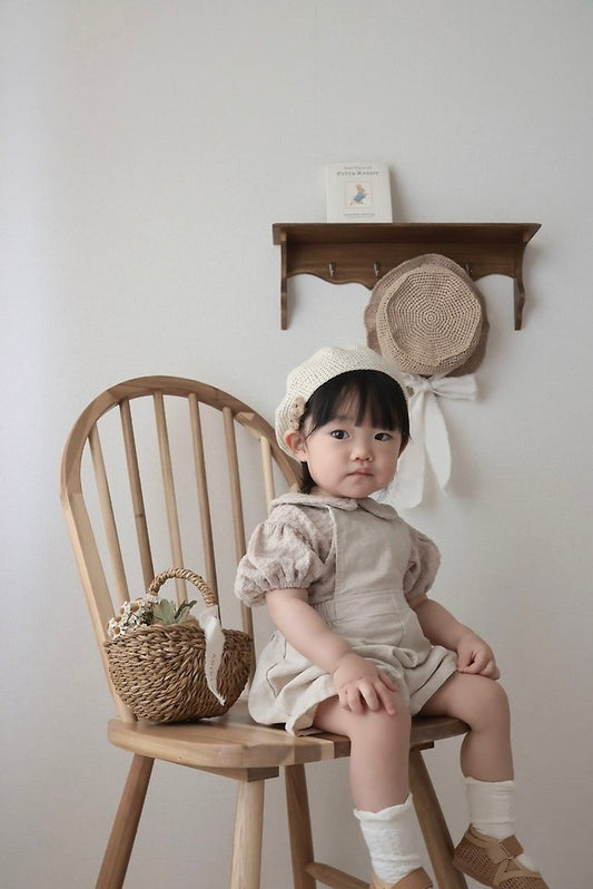 Knit Puff Tee Korean infant t-shirt in beige made in Korea