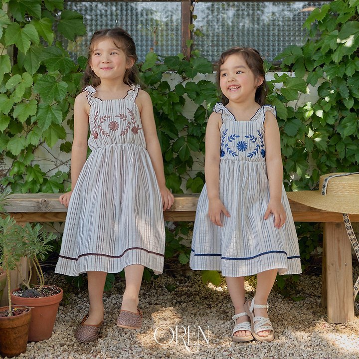 Casa Stripe Dress Korean toddler dress in blue stripe made in Korea