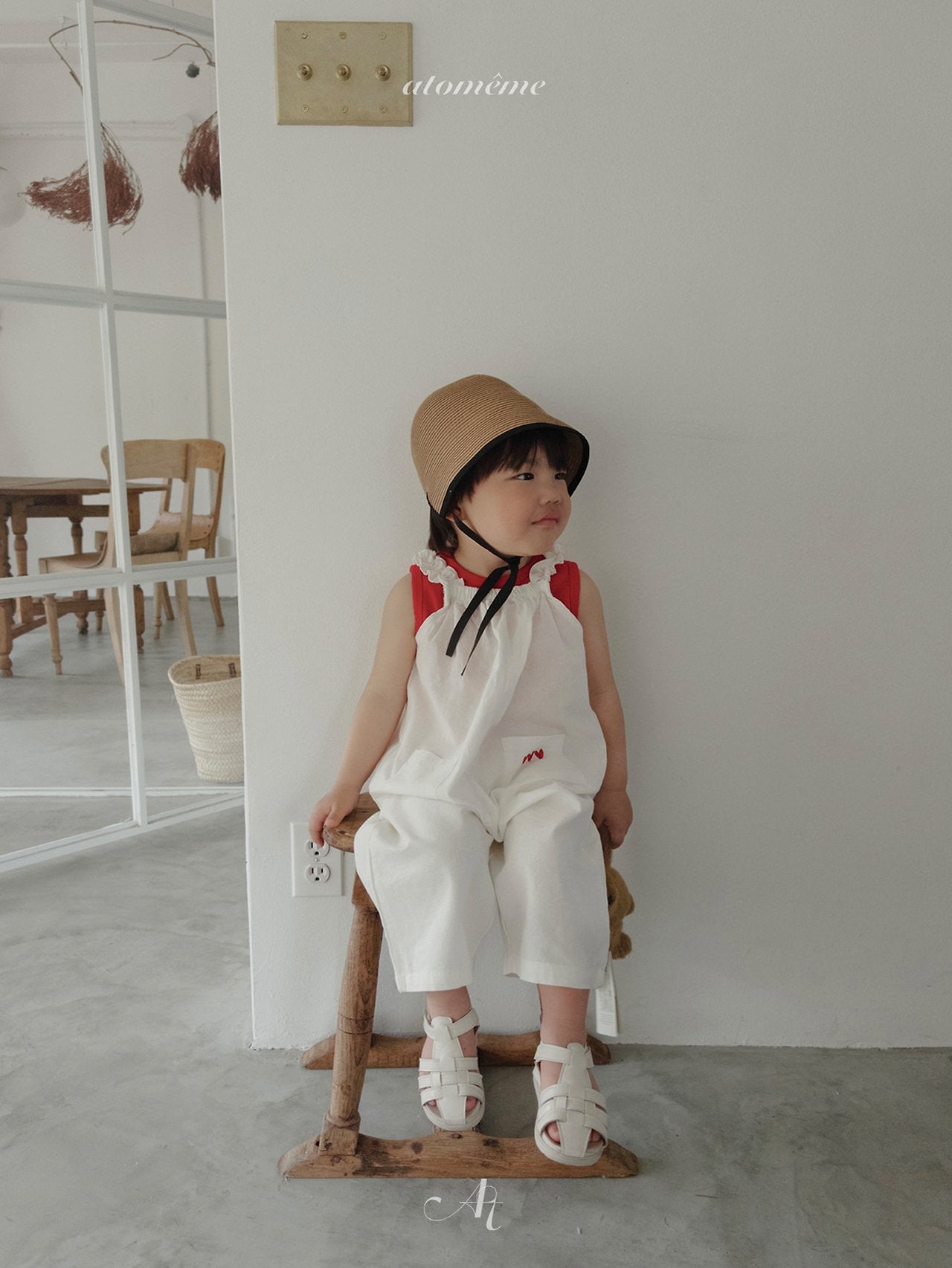 Sweet Overalls Korean toddler overall in ivory made in Korea