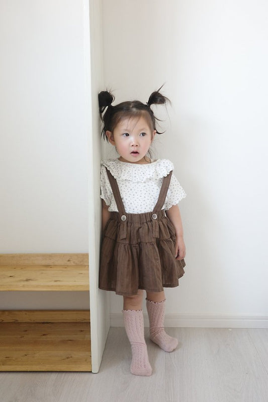 La Collar Tee Korean infant t-shirt in ivory made in Korea