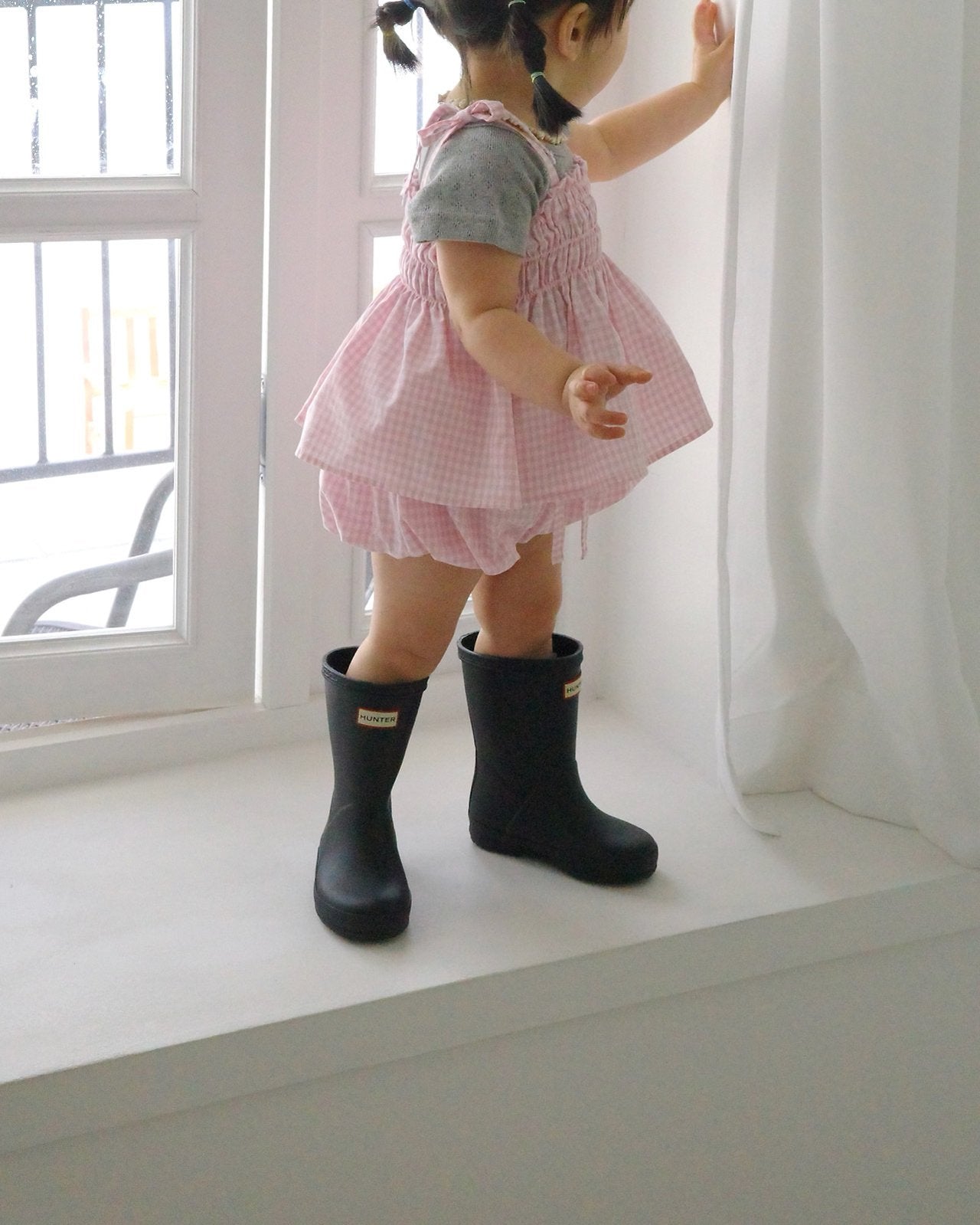 Pumpkin Check Bloomers Korean toddler bloomer in light pink made in Korea