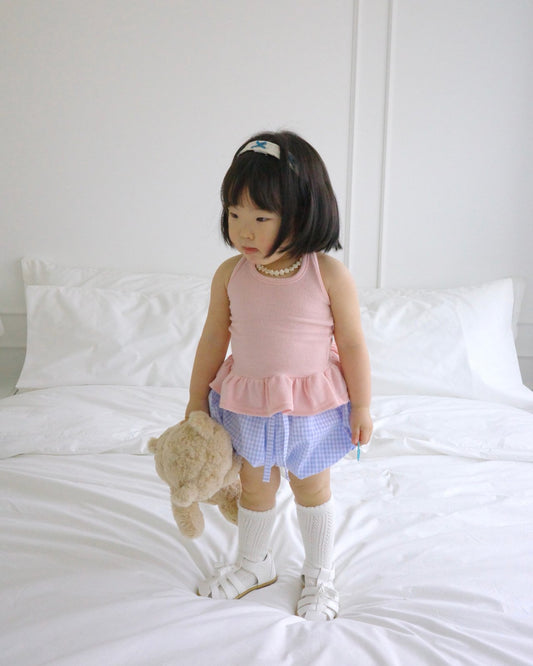 Ruffle Halter-Neck Tee Korean toddler t-shirt in charcoal made in Korea