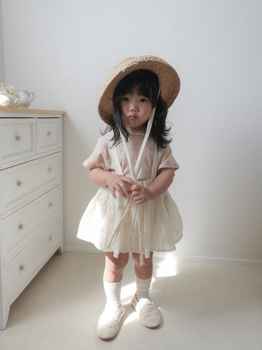 Hana Tiered Skirt Korean infant skirt in ivory made in Korea