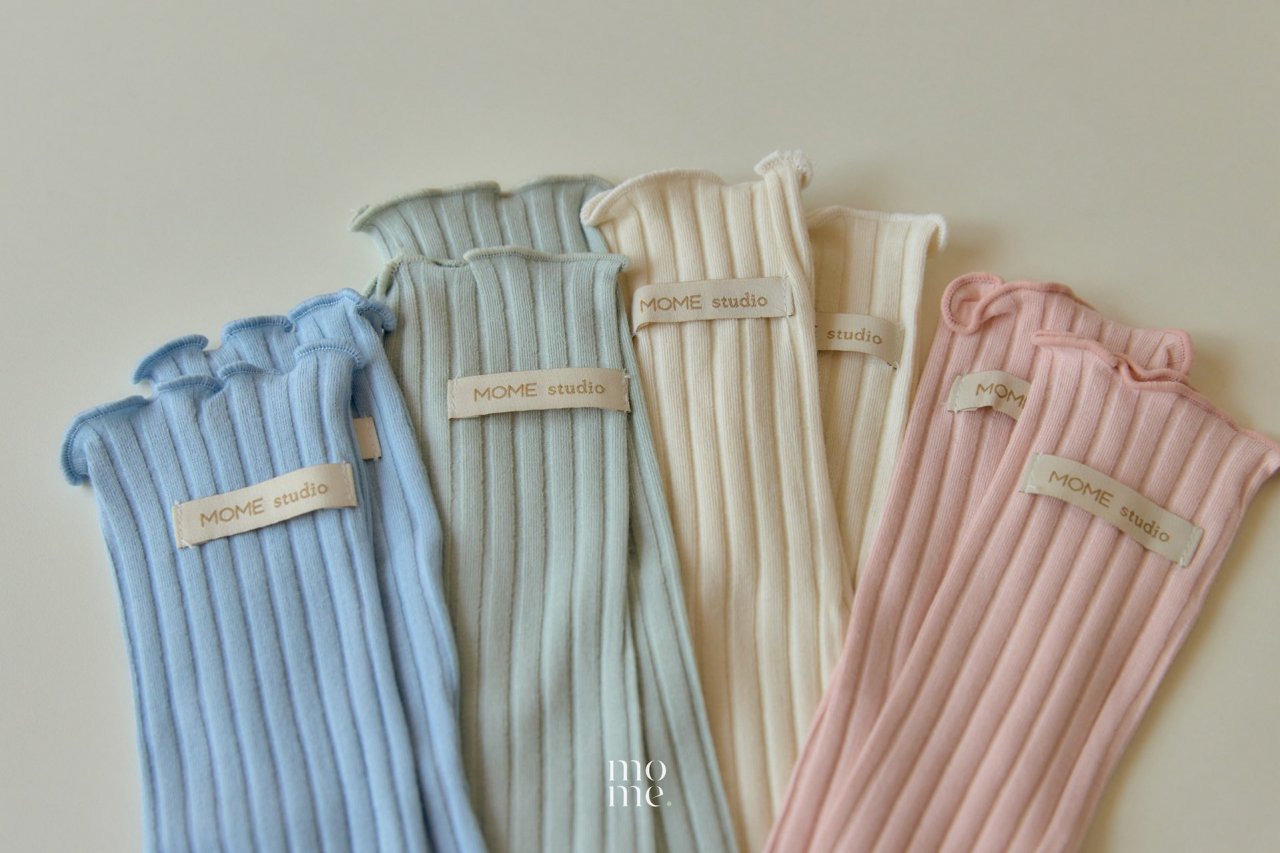Mome Pastel Knee-High Socks Korean toddler accessory in cream made in Korea