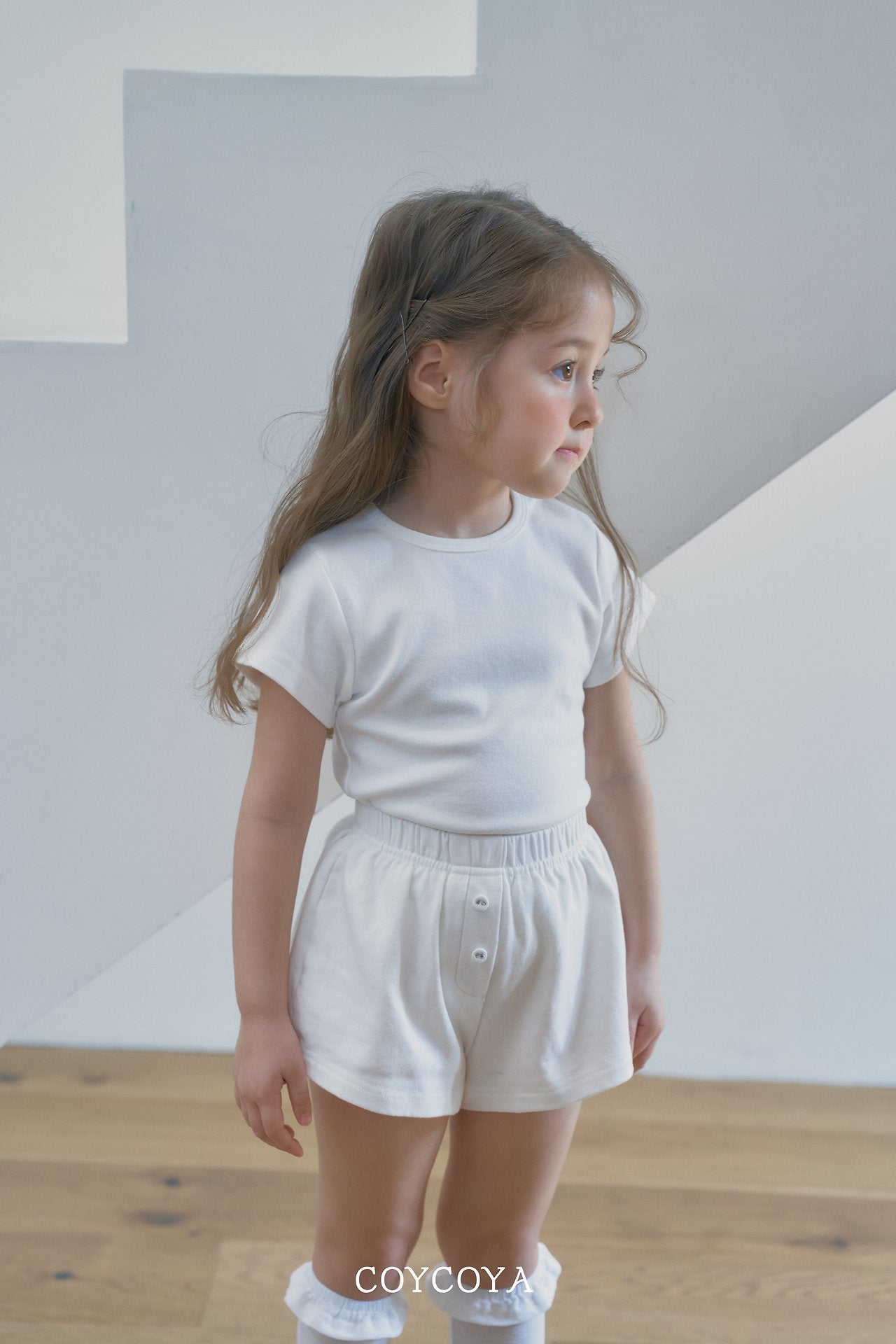 Button Shorts Korean toddler shorts in heather made in Korea