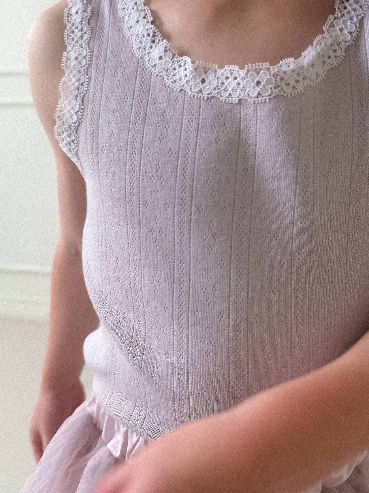 Lace Tank Top Tee Korean toddler t-shirt in lemon made in Korea