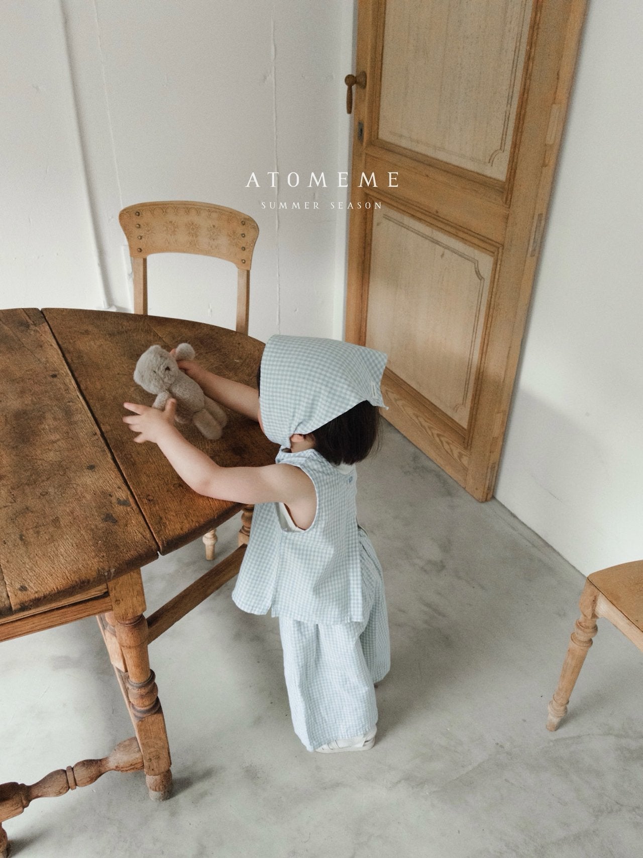 Muse Check Blouse Korean toddler blouse in sky blue made in Korea