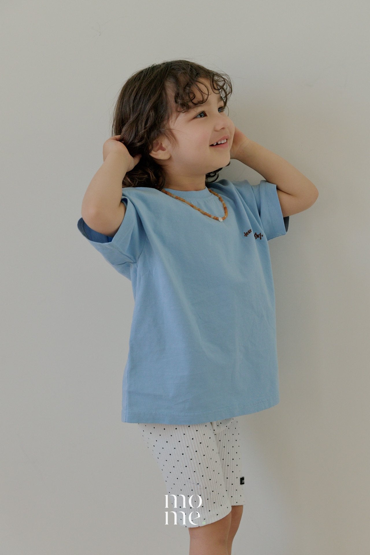 Ribbed Polka Dot Leggings Korean toddler pants in ivory made in Korea