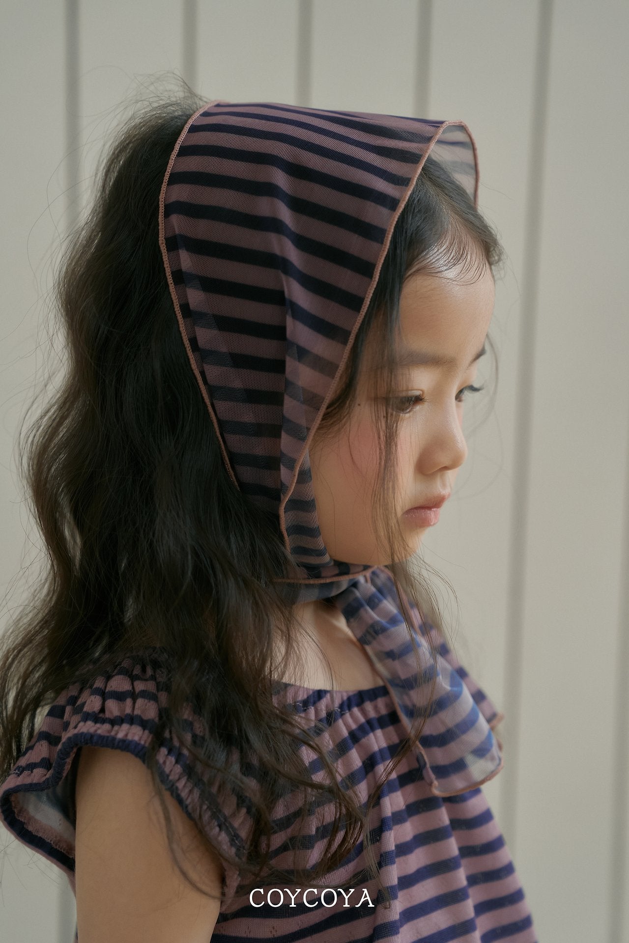 Dorothy Stripe Scarf Korean toddler accessory in purple stripe made in Korea