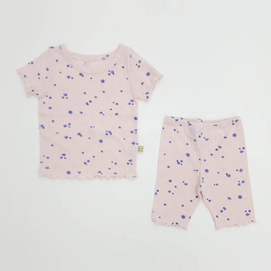 SS Momo Blooming Top & Bottom Set Korean toddler loungewear in white made in Korea