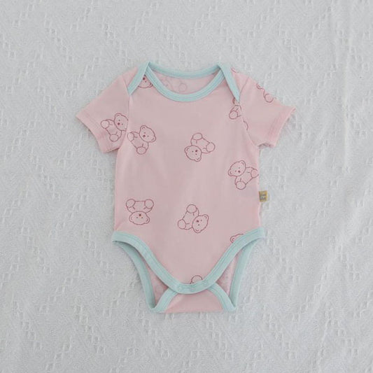 SS Lime Bear Bodysuit Korean infant bodysuit in white made in Korea