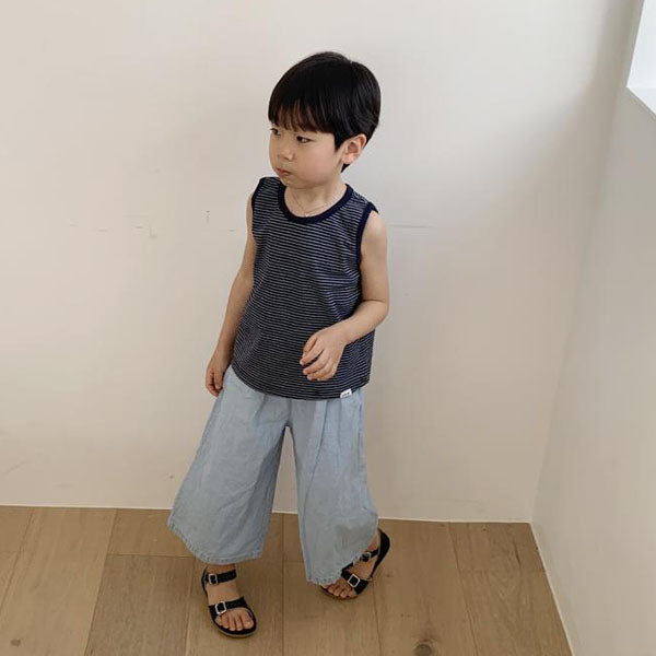 Stripe Tank Top Korean toddler tank top in navy made in Korea