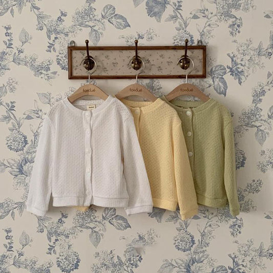 Spring Garden Cardigan Korean infant sweater in white made in Korea