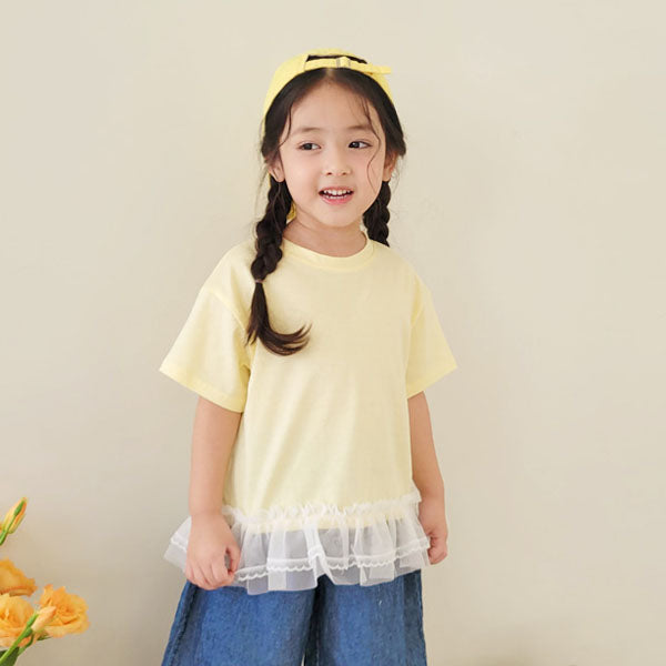 Lace Tee Korean toddler t-shirt in pink made in Korea