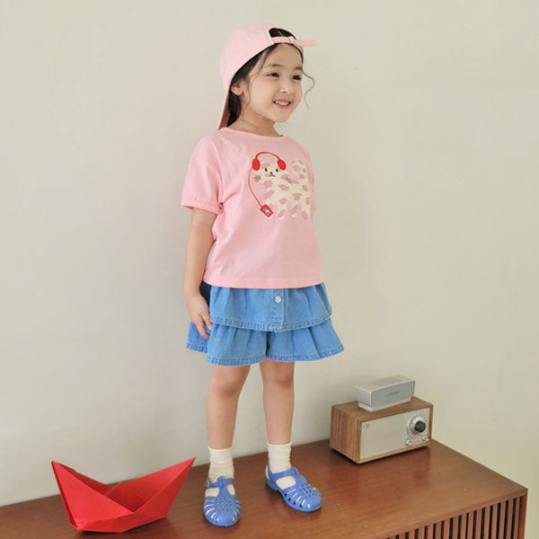 Tiered Denim Pants Korean toddler pants in deep blue made in Korea