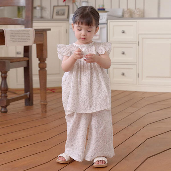Angel Loose Pants Set Korean infant set in flower_pink made in Korea