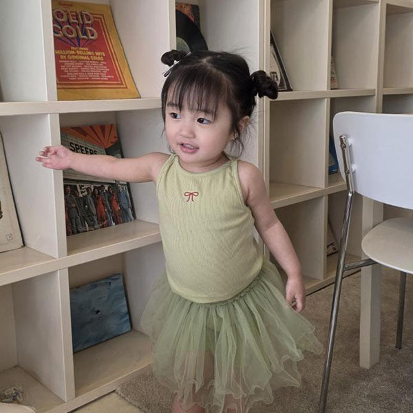 Vacation Tank Top Korean toddler tank top in olive made in Korea