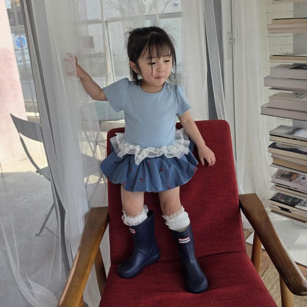 Baguette Skirt Korean toddler skirt in light denim made in Korea