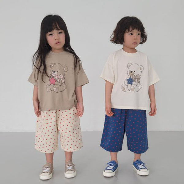 Teddy Bear Tee Korean toddler t-shirt in cream made in Korea