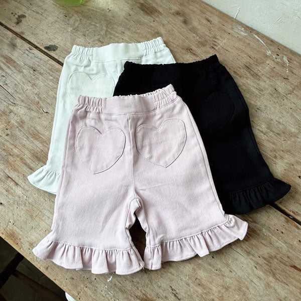 Lala Heart Pants Korean toddler pants in ivory made in Korea