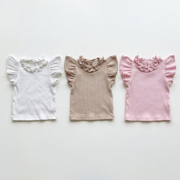 Vivian Flutter Sleeve Tee Korean toddler t-shirt in ivory made in Korea