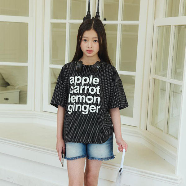 T02 Polka Dot Short Sleeve Tee Korean toddler t-shirt in yellow made in Korea