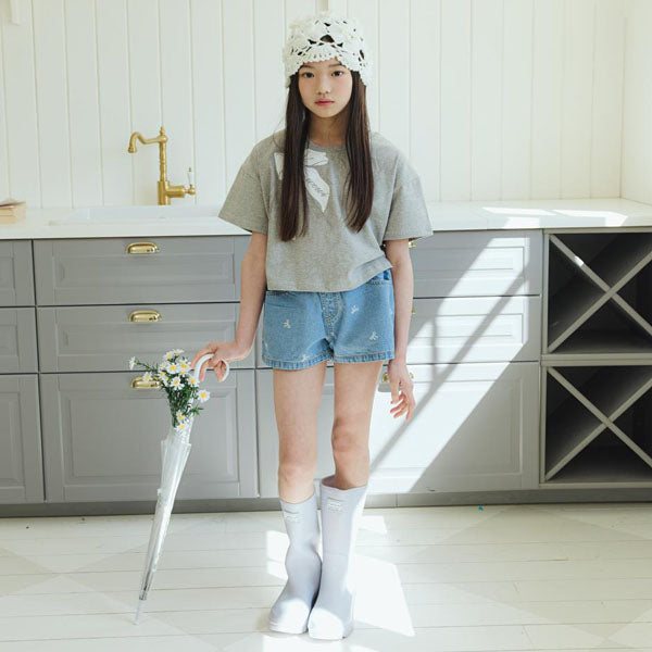 P06 Printed Denim Shorts Korean toddler shorts in dot made in Korea