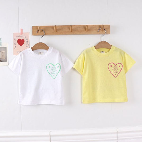 Amore Heart Tee Korean toddler t-shirt in white made in Korea