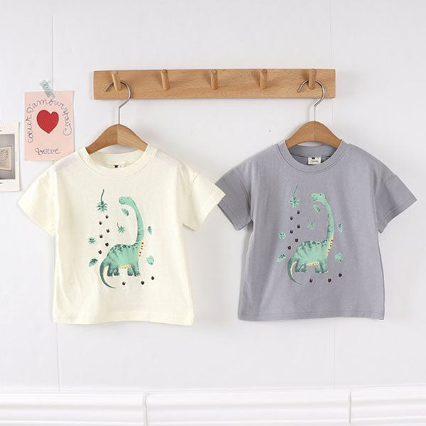 26 Dinosaur Tee Korean toddler t-shirt in cream made in Korea