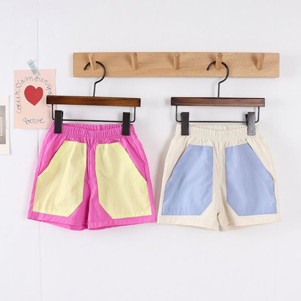 Color Pocket Shorts Korean toddler shorts in deep pink made in Korea
