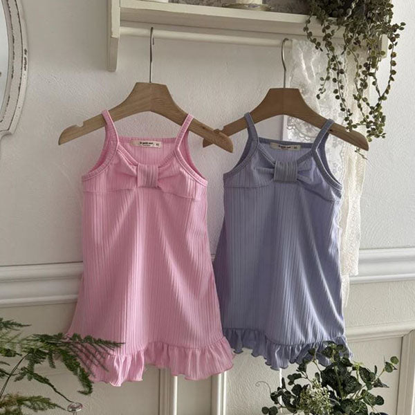 Ribbon Tank Top Dress Korean toddler dress in pink made in Korea