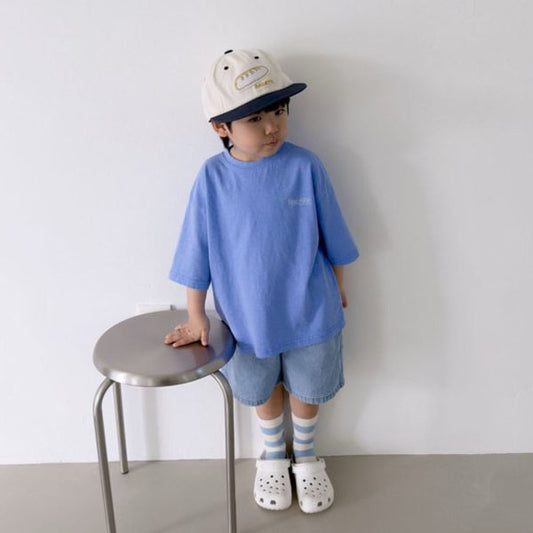 New York Pigment Tee Korean toddler t-shirt in blue made in Korea