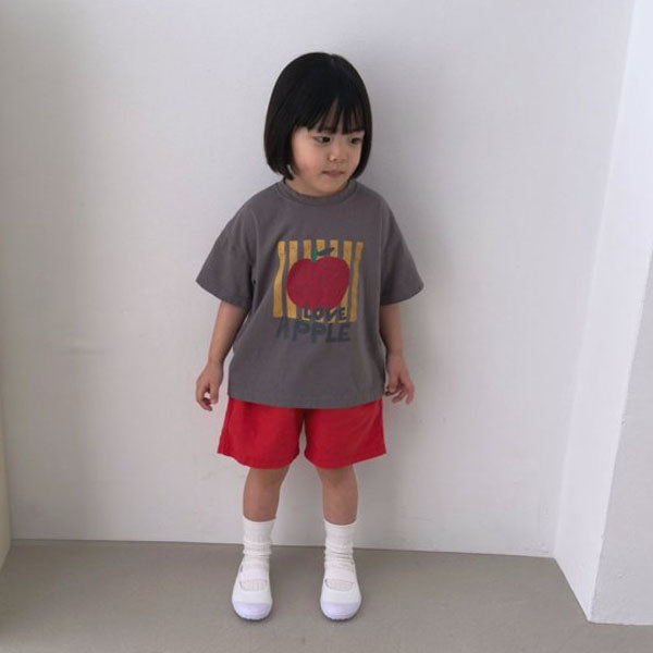 Apple Tee Korean toddler t-shirt in charcoal made in Korea