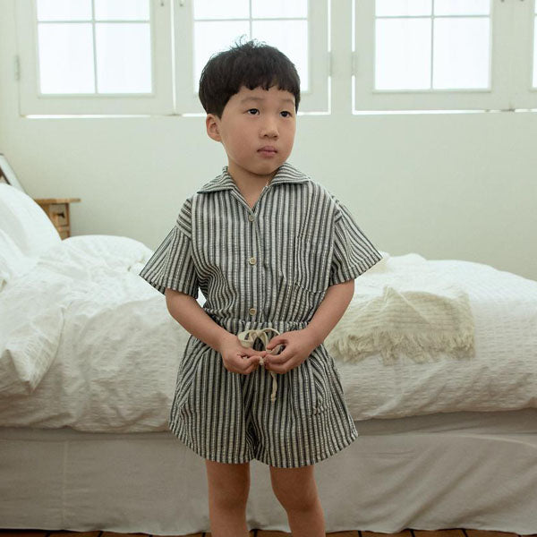 Woven Stripe Shirt Korean toddler shirt in red made in Korea