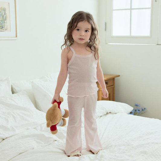Ribbed Tank Top Set Korean toddler set in pink made in Korea