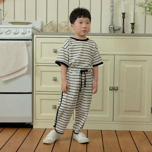 Stripe Ankle-Length Pants Korean toddler pants in red made in Korea