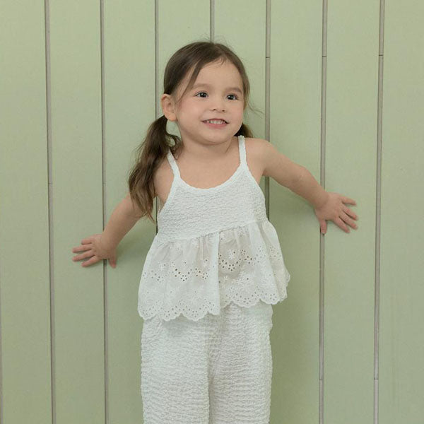 Lace Bustier Korean toddler tops in ivory made in Korea