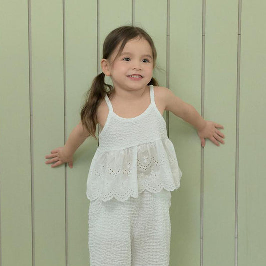 Lace Bustier Korean toddler tops in ivory made in Korea