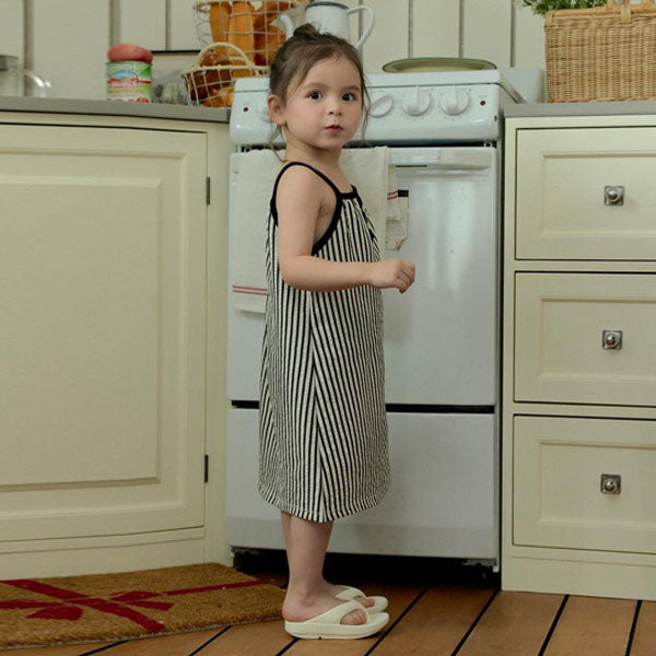 Stripe Sleeveless Dress Korean toddler dress in beige made in Korea