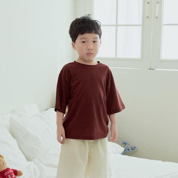 5-Length Basic Tee Korean toddler t-shirt in wine made in Korea