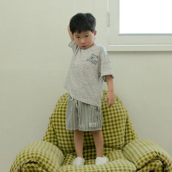 Stripe Shorts Korean toddler shorts in khaki made in Korea