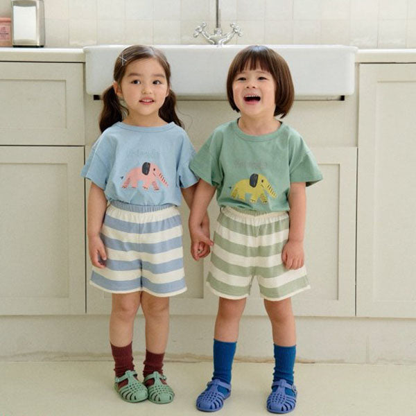 Elephant Top & Bottom Set Korean toddler set in sky blue made in Korea