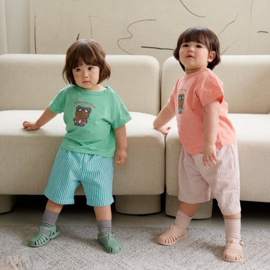 Tube Bear Top & Bottom Set Korean toddler set in orange made in Korea