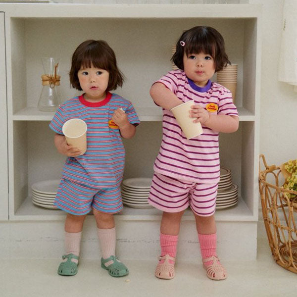 Stripe Top & Bottom Set Korean toddler set in pink made in Korea