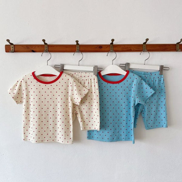 Polka Dot Loungewear Korean toddler loungewear in ivory made in Korea