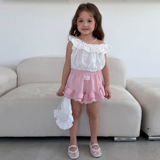 Flow Tiered Pants Korean toddler pants in pink made in Korea