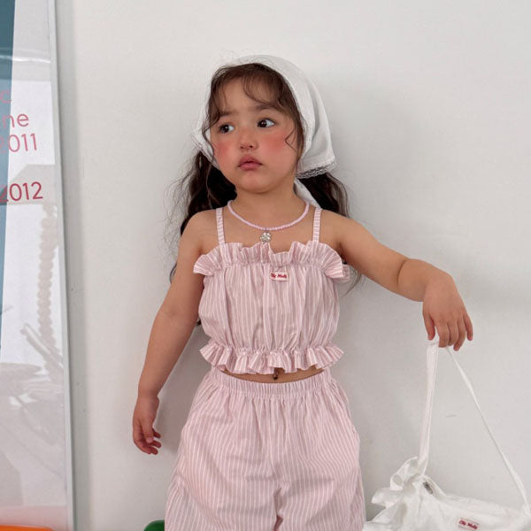 Maren Ruffle Bustier Korean toddler tops in pink made in Korea