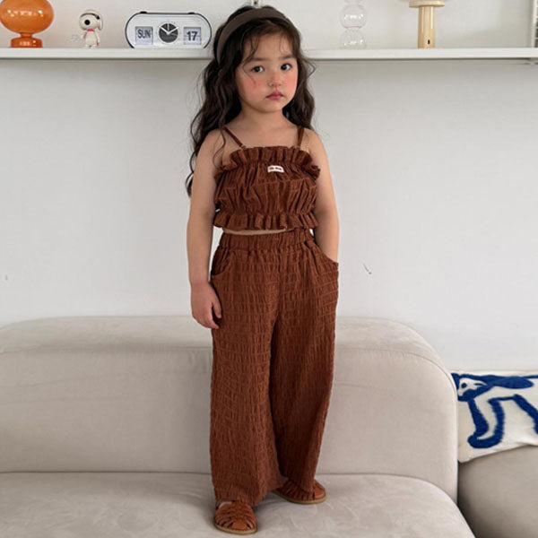 Popcorn Wide Pants Korean toddler pants in brown made in Korea