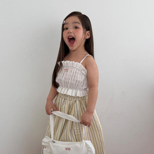 Popcorn Bustier Korean toddler tops in brown made in Korea