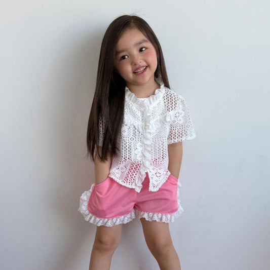 Rosie Crochet Blouse Korean toddler blouse in ivory made in Korea
